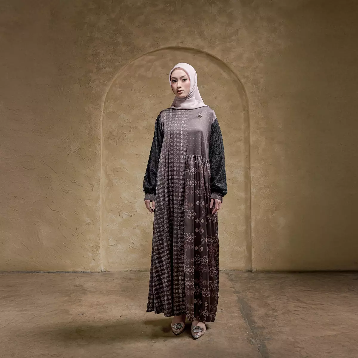 ZM Zaskia Mecca - Kanae Browny Gamis Wanita Premium - Teman Serumpun - Edisi Kamboja