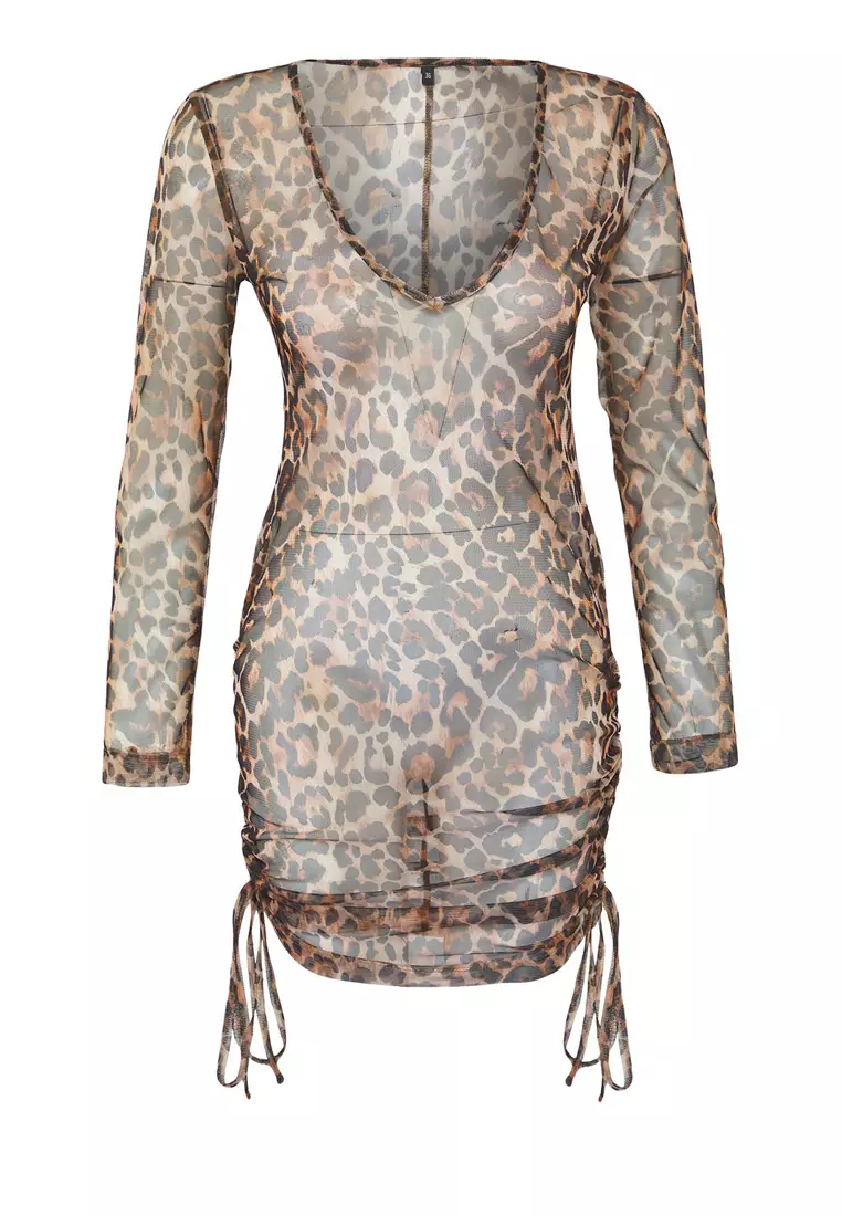 Trendyol Leopard Patterned Bodycon V Neck Mini Knitted Side Gathered  Transparent Beach Dress Tbess22El0026 2026 | Buy Trendyol Online | ZALORA  Hong Kong