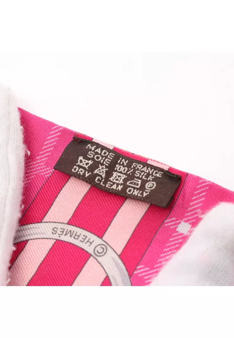 Pre loved HERMES twilly TATERSALE ribbon scarf silk Pink purple multicolor