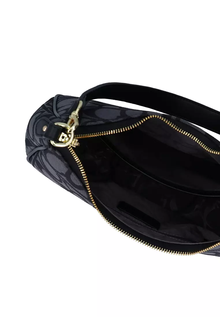 Carlo GEO Jacquard Shoulder Bag - Black