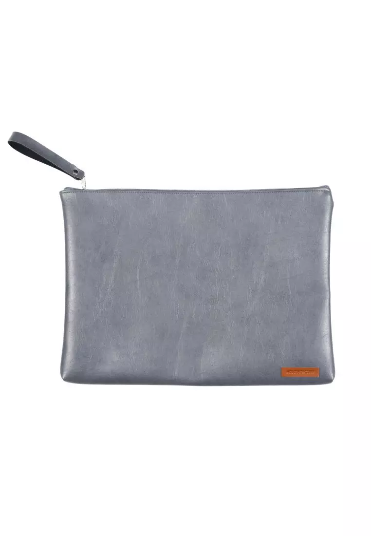 Houseofcuff Clutch Pria Tas Tangan Unisex Abu-Abu Model Polos Zipper