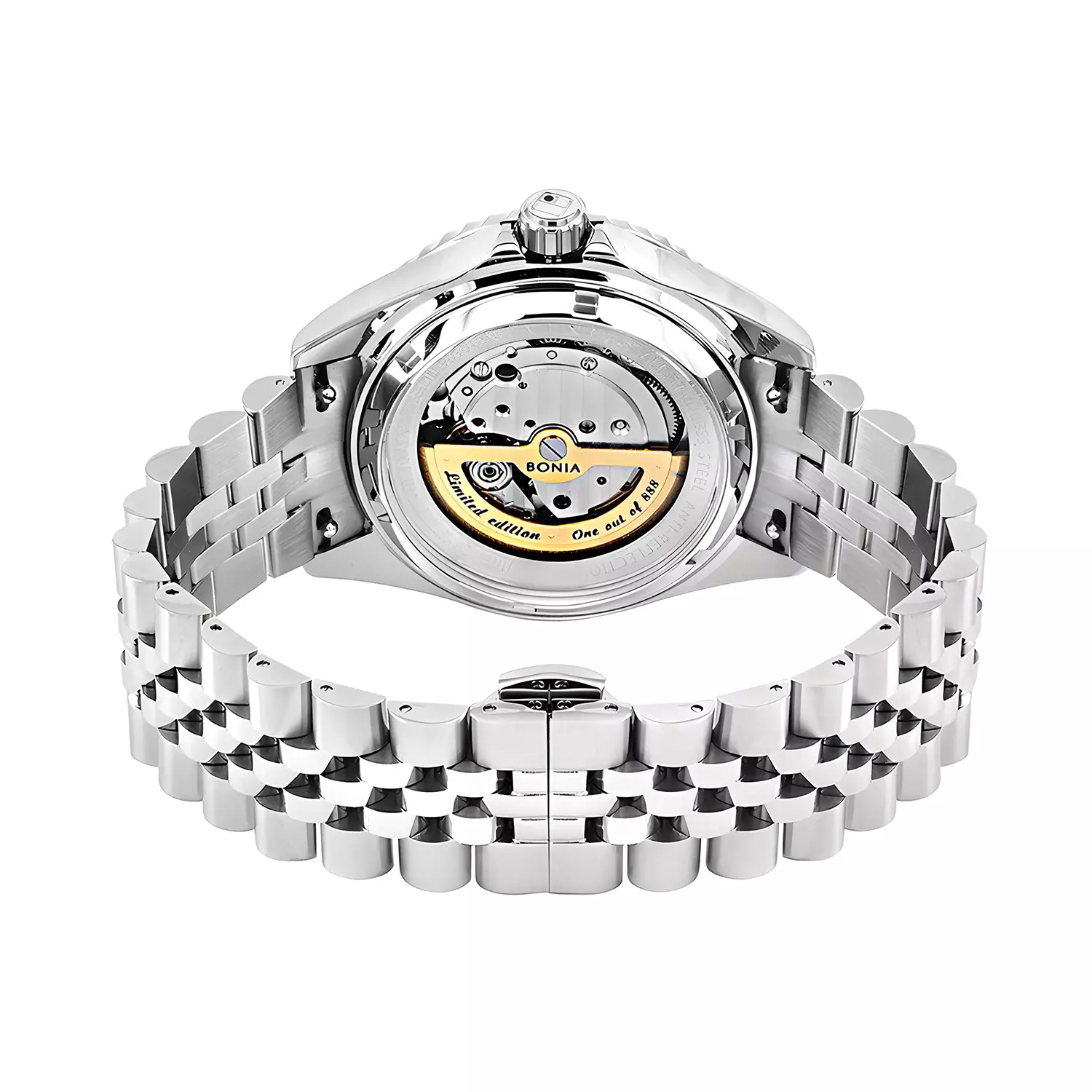 Noble Limited Edition - Jam Tangan Automatic Pria - Black Dial - All Silver Stainless Steel - BNB10718-1336LE