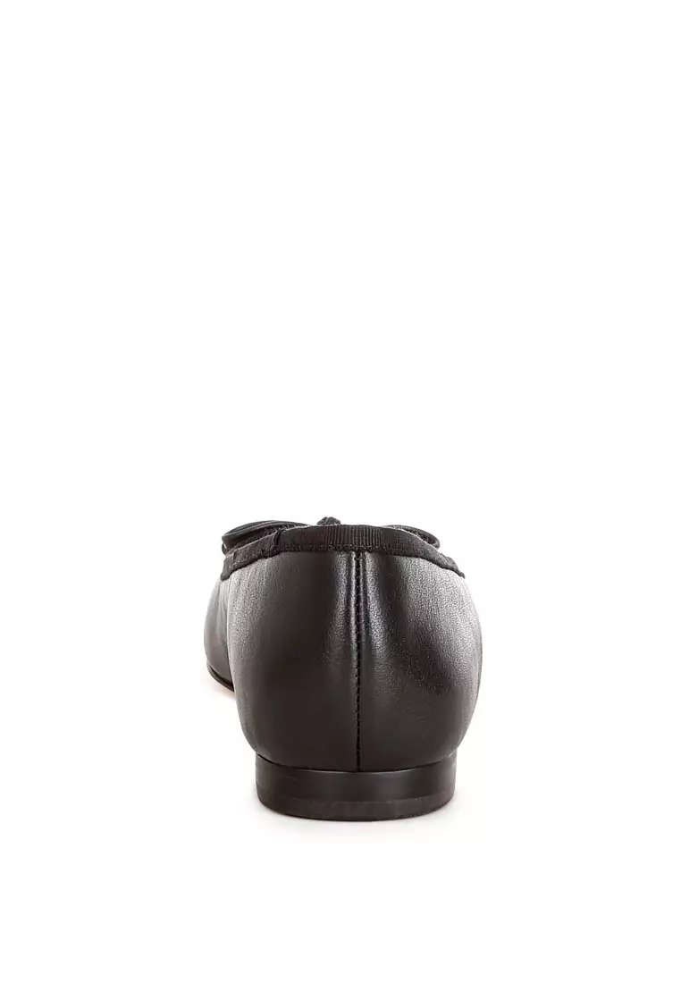 黑色方頭蝴蝶結芭蕾舞鞋