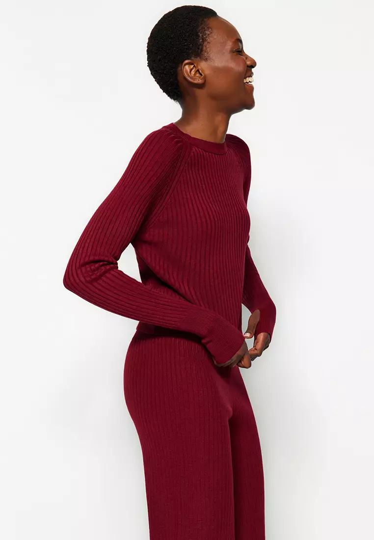 Ribbed Knitted Sweater and Pants Sets