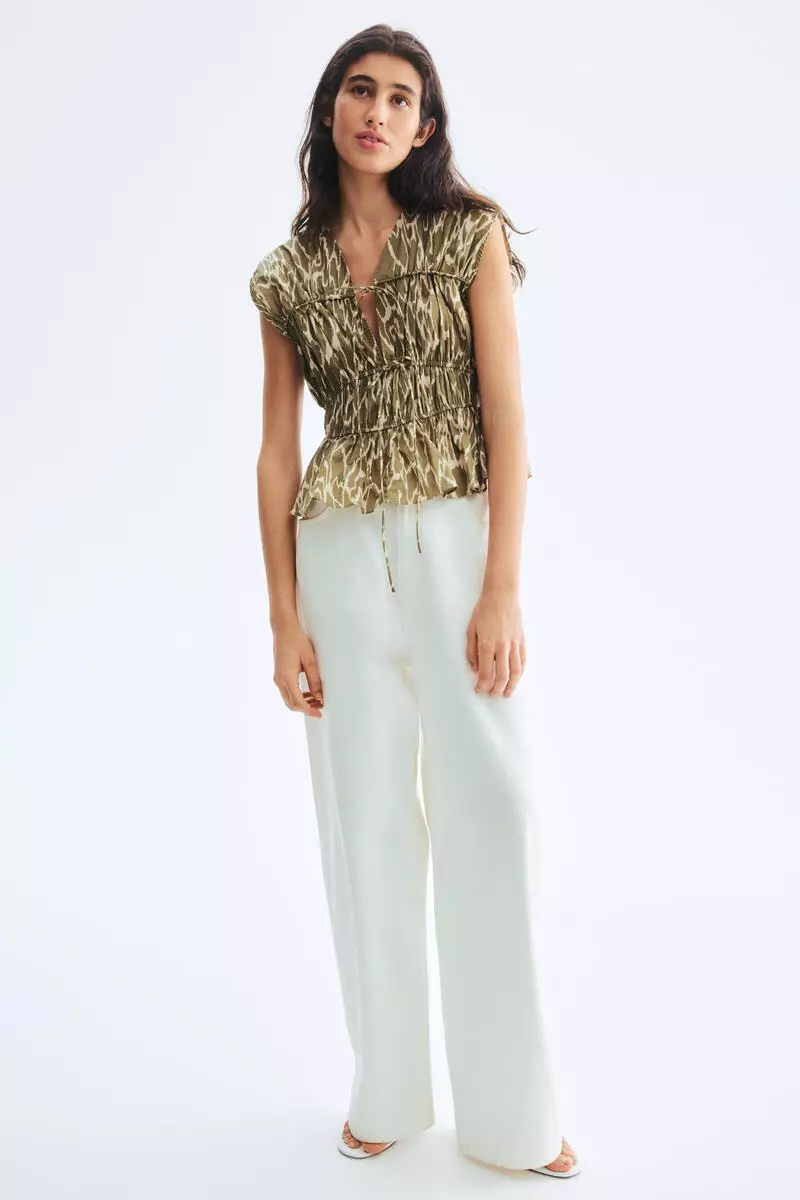 Drawstring poplin blouse
