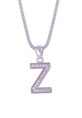 SHANTAL JEWELRY grey and white and silver Cubic Zirconia Silver Alphabet Letter 'Z' Necklace SH814AC36ILJSG_1