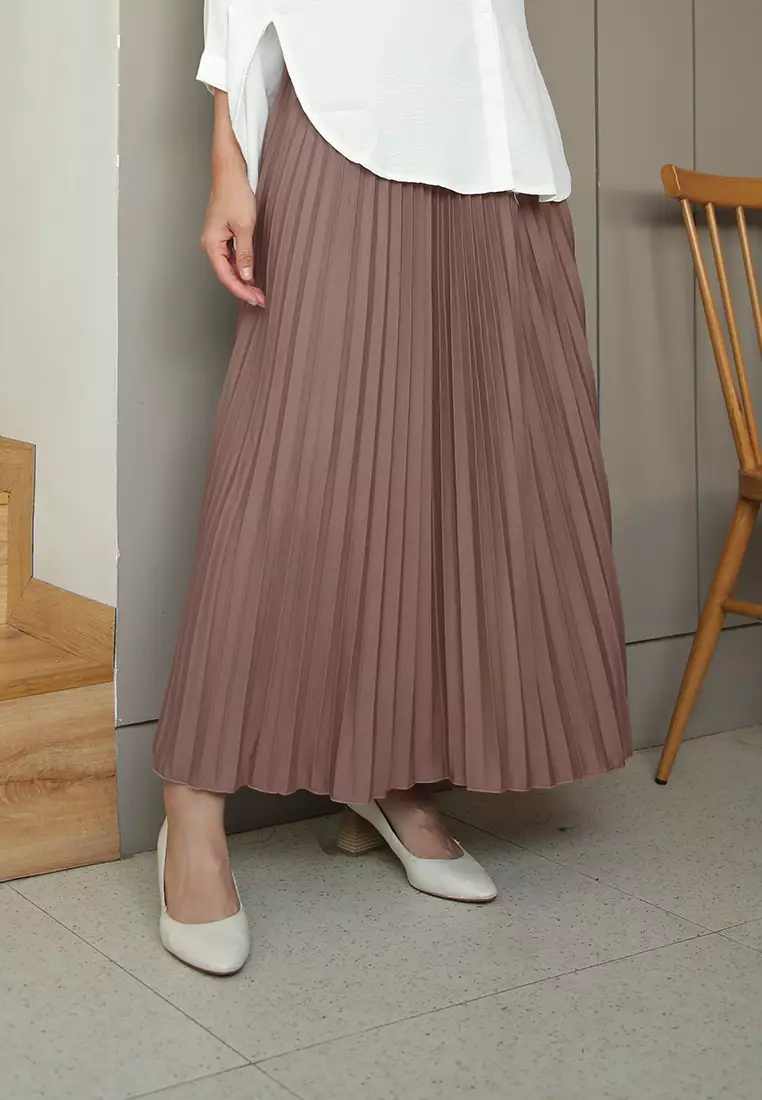 Cotton Bee - Rok Plisket Niana Aline Basic - Choco Brownies