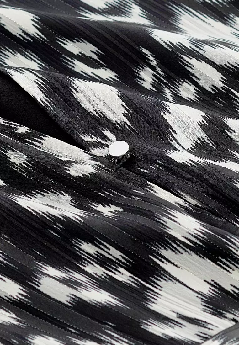 長袖皺摺迷你連衣裙