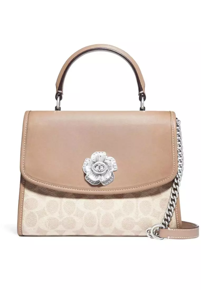 Coach parker top handle in signature canvas with online rivets