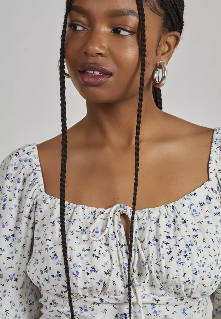 Pink Vanilla Blue Peasant Top