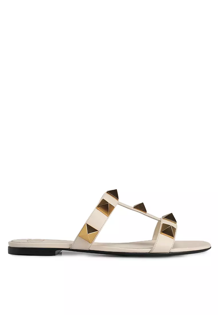 Discount on Valentino  shoes - SKU: Roman Stud Flat Sandals (ik)