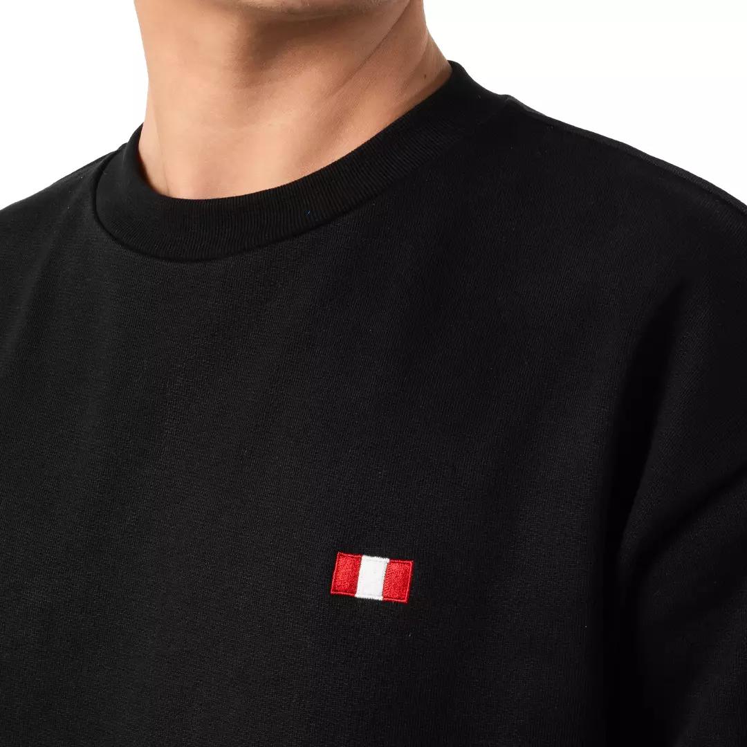 Crewneck Sweatshirt With a Bally Flag in Cotton - Black