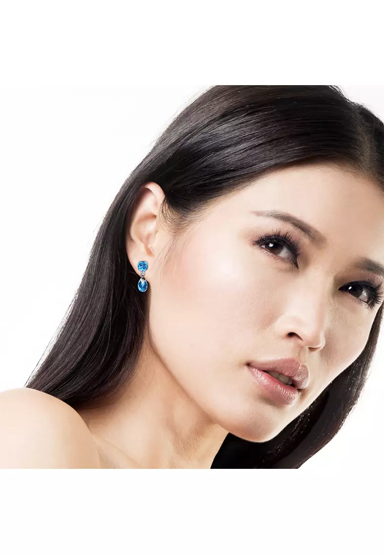 [Limited Edition] Crystalline Droplet Earring Blue - Anting Crystal Swarovski by Her Jewellery