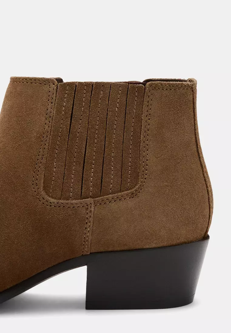 Suede Block-Heel Boots