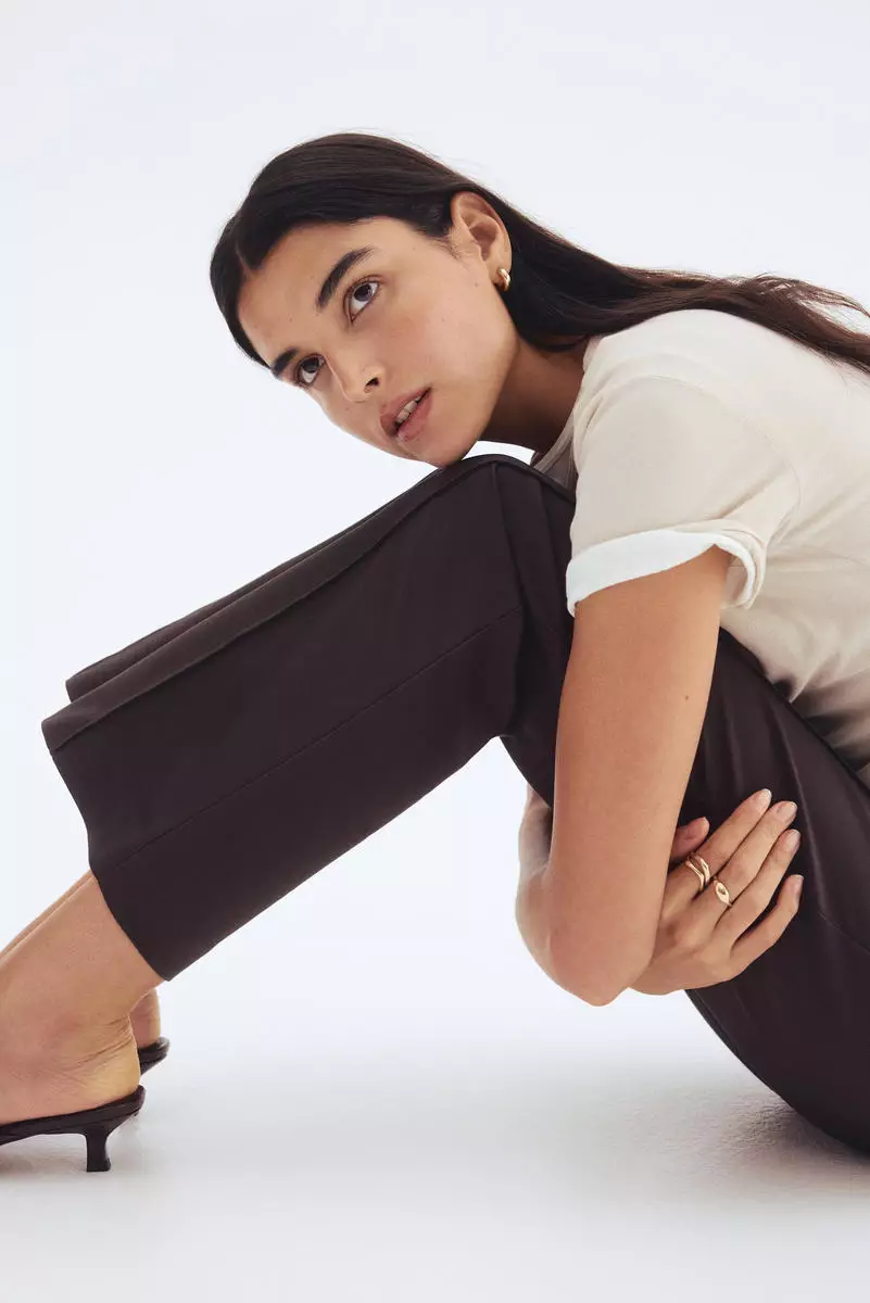 Flared crease-front trousers