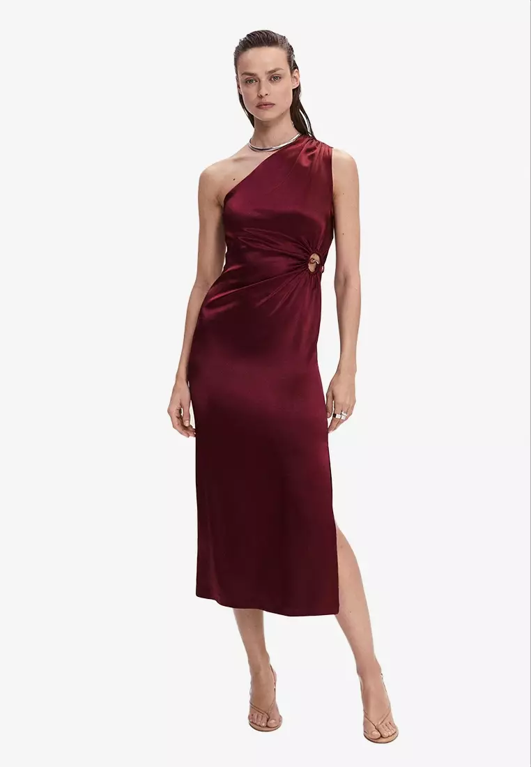 Mango burgundy outlet dress