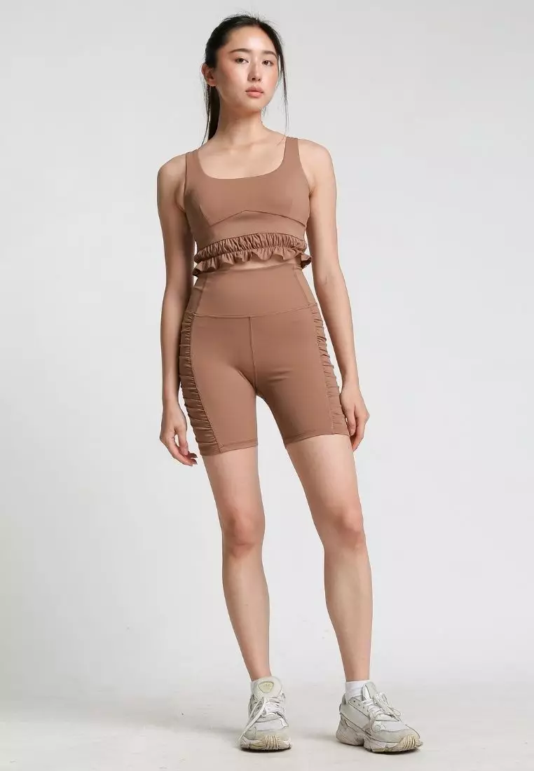 NAKD Lux Sueded Ruched Crop Top Bra