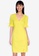 ZALORA BASICS yellow V Neck Puff Sleeve Dress 79A5FAA66CD836GS_1