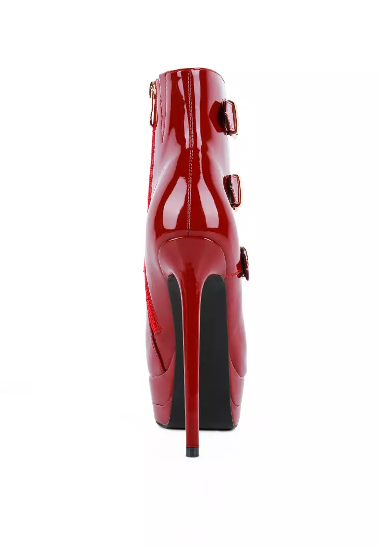 Burgundy High Heeled Patent PU Stiletto Boot