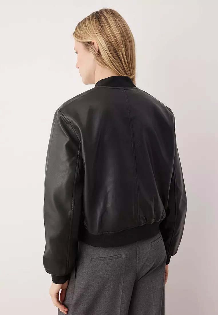 Faux Leather Bomber Jacket