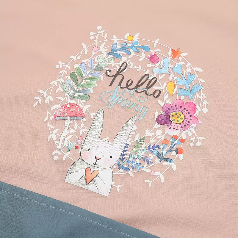 Wakakids Apron Celemek Masak Dapur Waterproof Anti Air dan Anti Minyak Motif Bunny Spring Venrc Peach