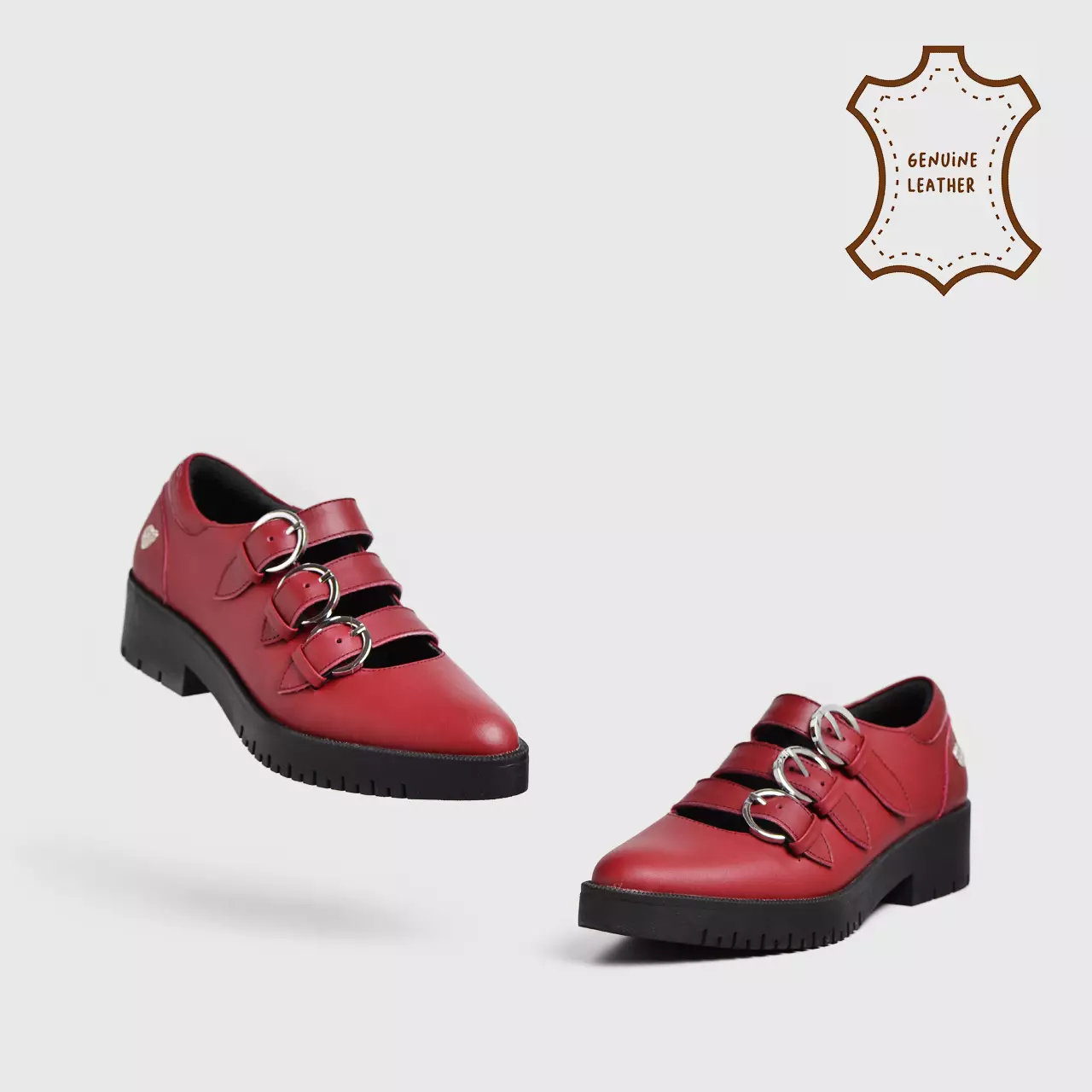 Ganeeta Mary Jane Genuine Leather Maroon
