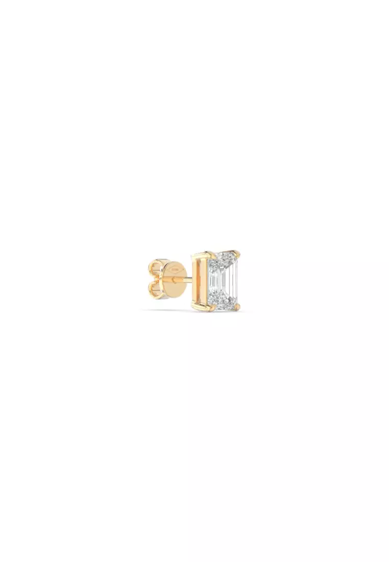 2.05ct TDW Refined Emerald Lab Grown Diamond Stud Earrings in 14K Yellow Gold D/E-VVS/VS