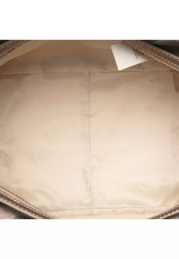 Pre-Loved Burberry Smoke Check Coated Canvas Oakford Handbag