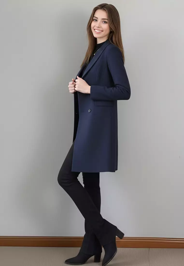 反領中長款修腰風褸西裝外套