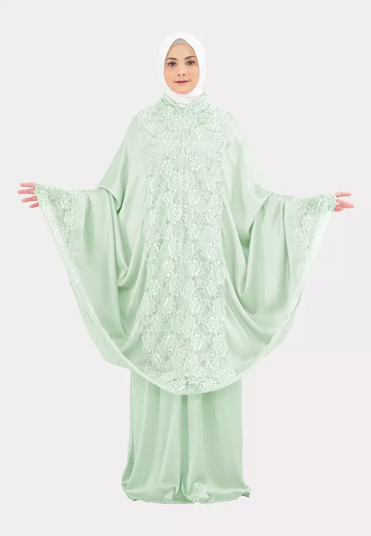 Cotton Bee - Syerin Lace Prayer Set | Mukena Renda | Mukena Dewasa - Mint Scenic
