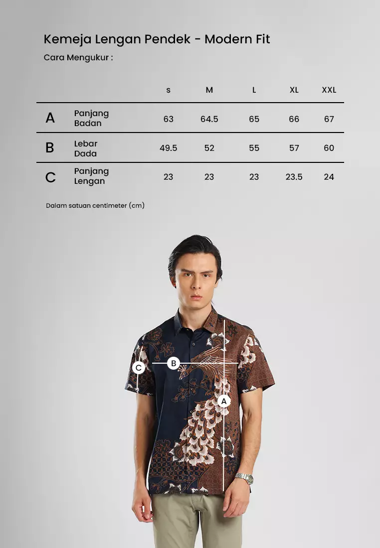 MANZONE - Kemeja Batik Lengan Pendek Pria Wanayasa Modern Fit - Navy Warna Navy