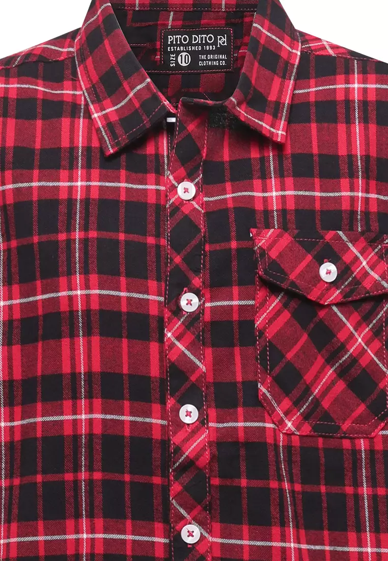 Pito Dito Boy Sarabia Kemeja Pendek anak Merah - Size 4