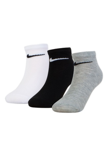 Nike white Nike Unisex's Basic 3 Pack No Show Socks (4 - 5 Years) - White / Dark Grey Heather 3E1A5KA52970CAGS_1