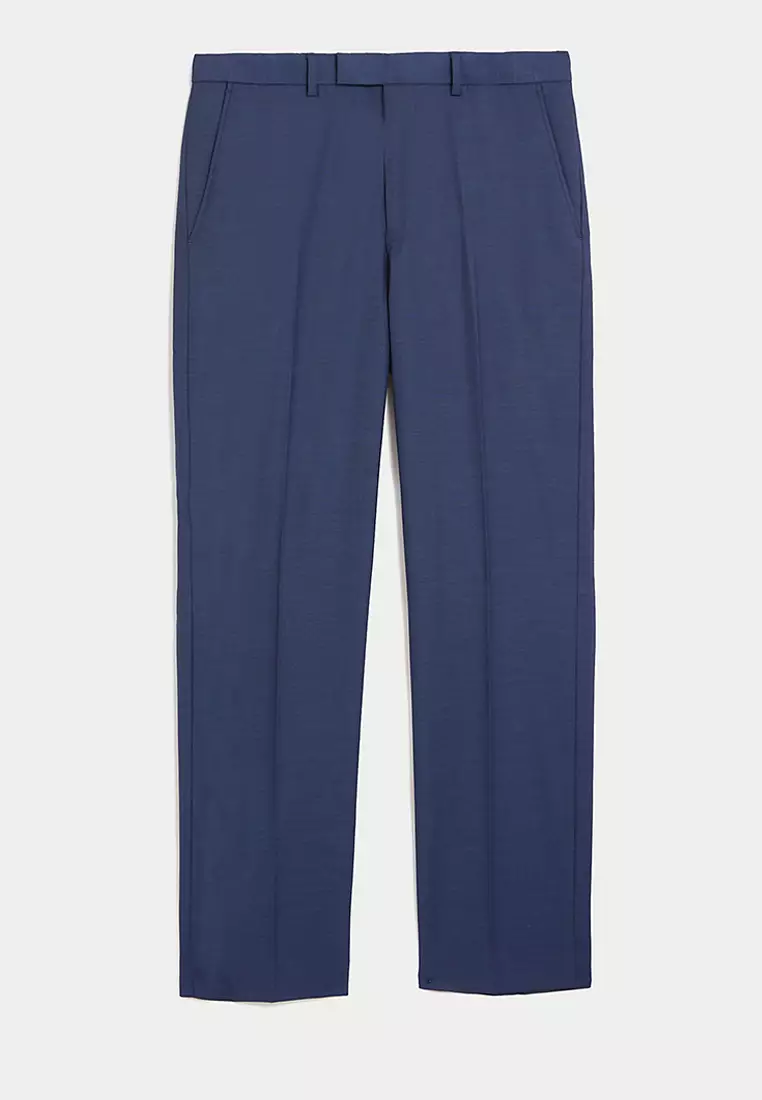 Regular Fit Sharkskin Stretch Suit Trousers