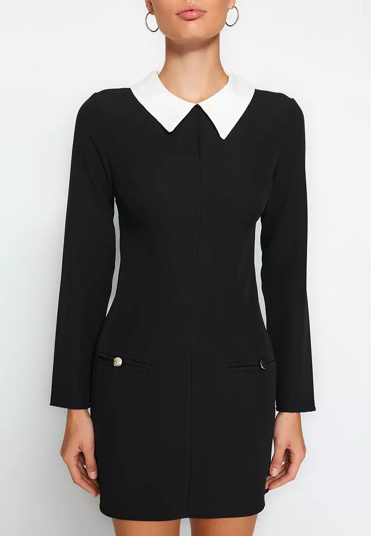Collar Detail Woven Dress