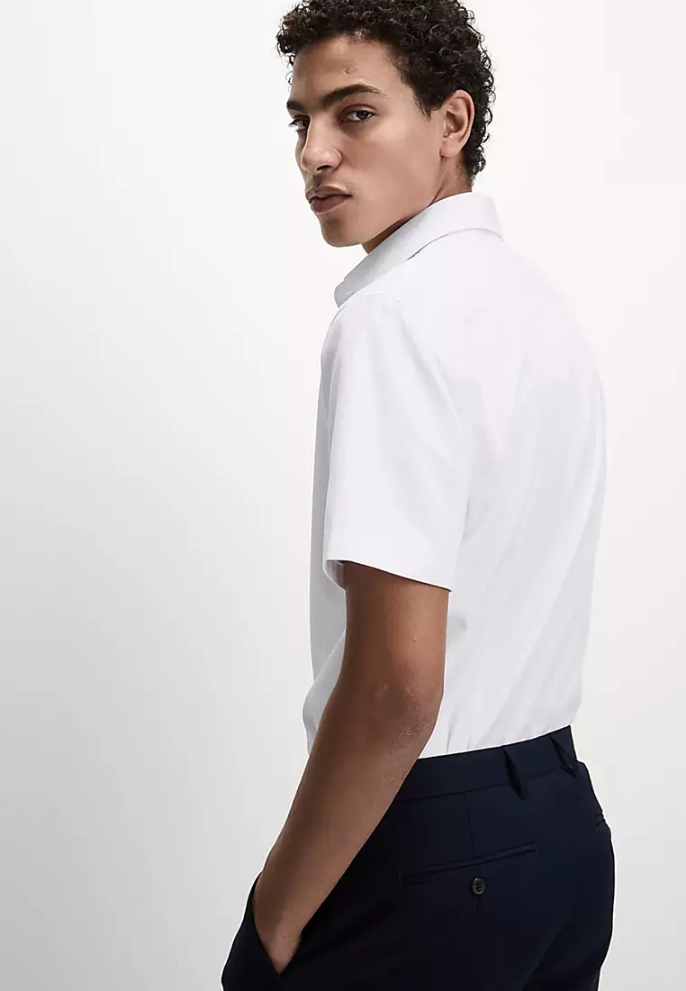 Slim Fit Easy Iron Cotton Blend Short Sleeve Shirt