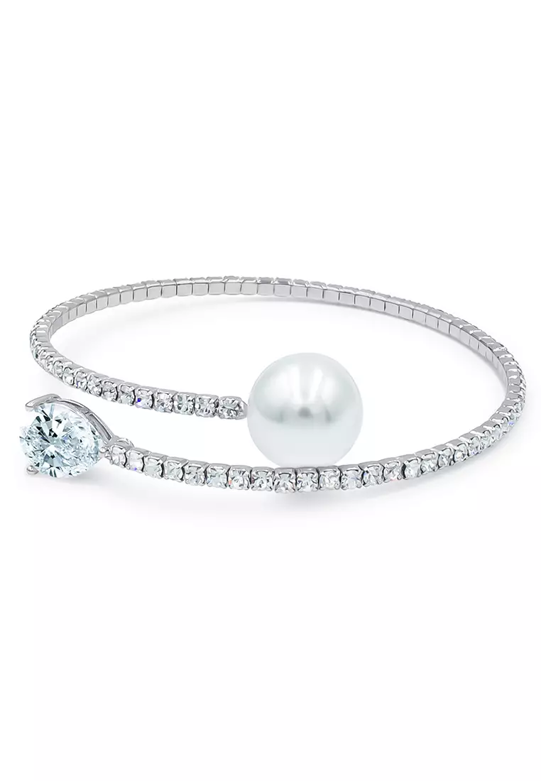 White hot sale pearl bangles