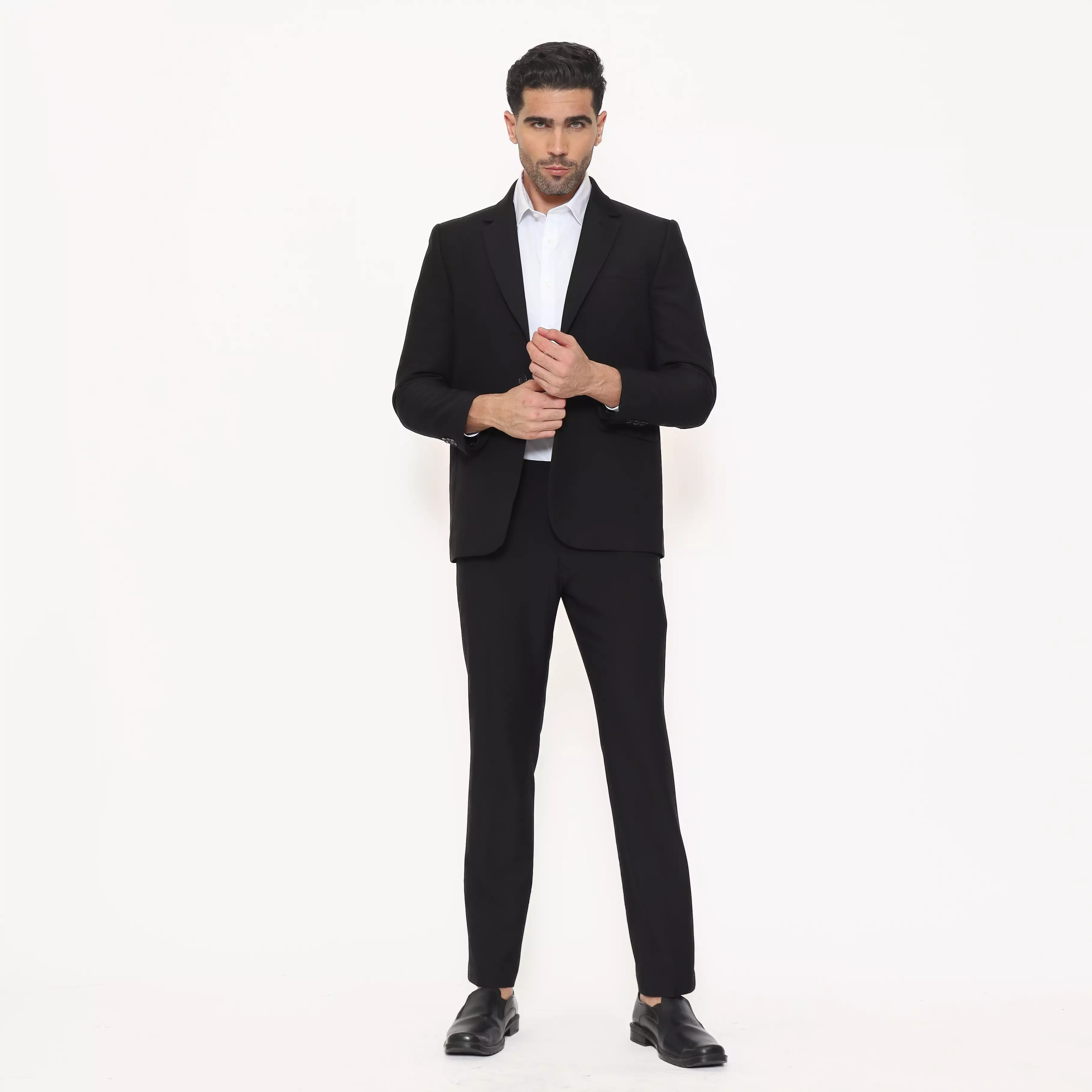 Lawell Celana Formal Pria Warna Hitam | Motif Salur Halus Elegan | Polyester Viscose Stretch | PAUL