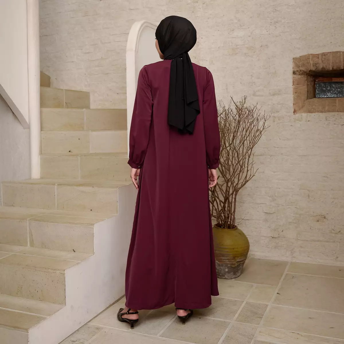 [Raya Collection] ZM Zaskia Mecca - Binora Gamis Wanita Maroon | Jejak Teduh Series Arta Pusaka | Koleksi Ramadhan Series