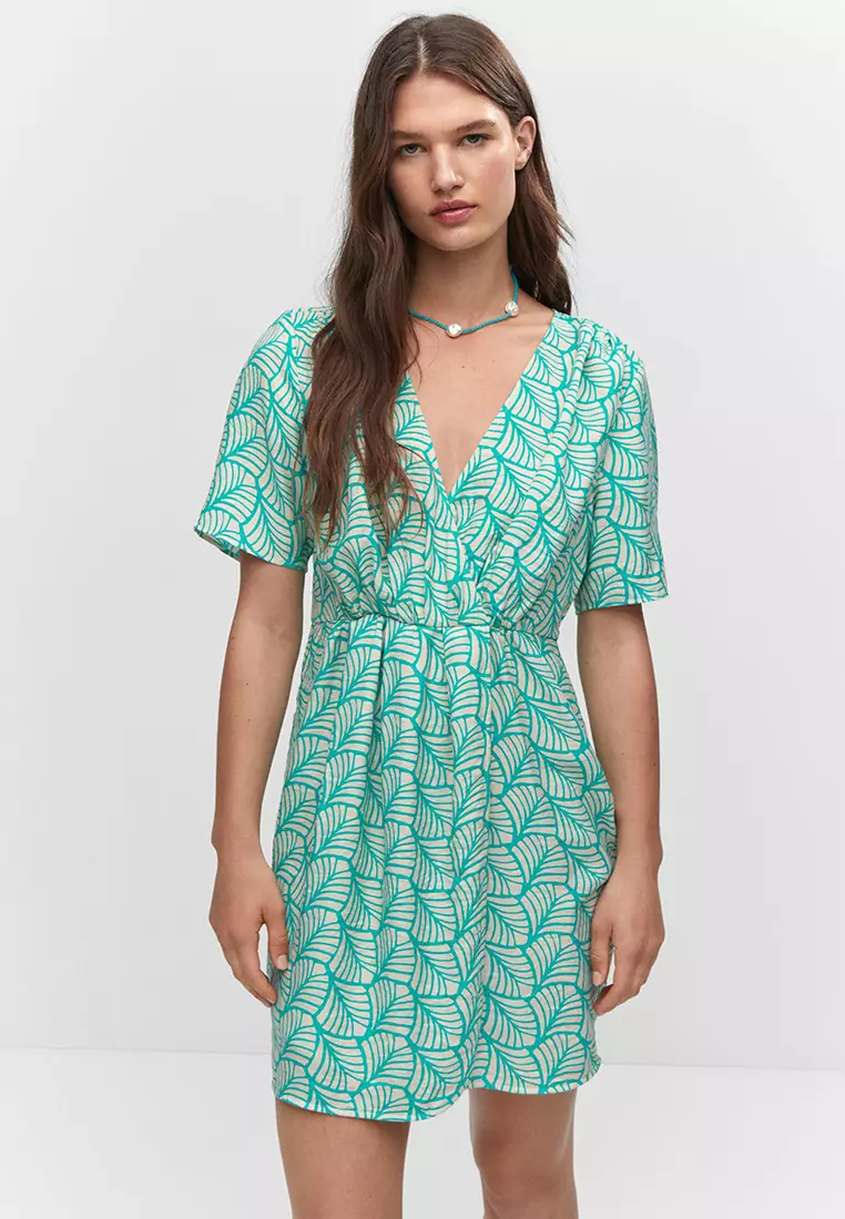 Mango green cheap floral dress