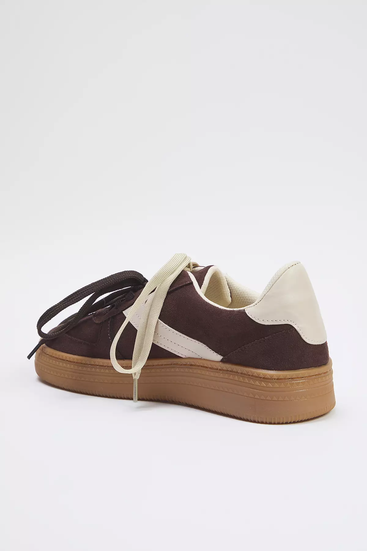 Dark Brown Two Lace-Up Dual-Use Women's Retro Sneakers Takss25Sn00009