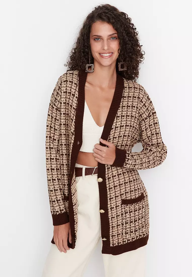 Tweed Look Knit Cardigan