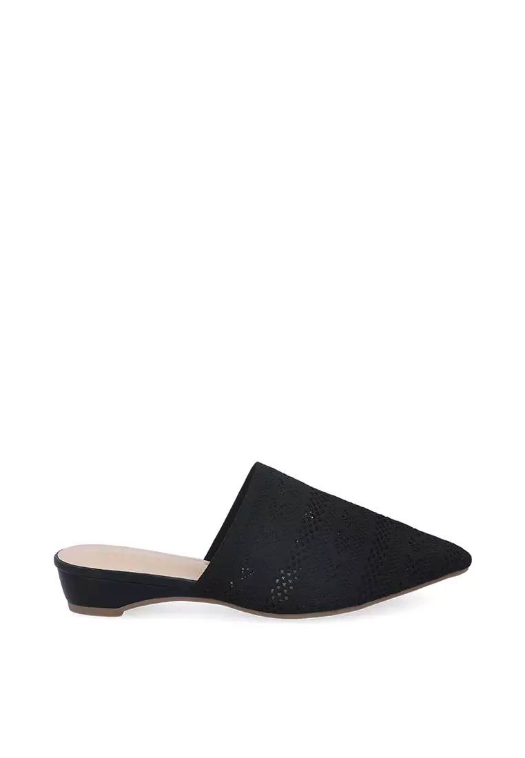 Black Casual Pointed Toe Mules