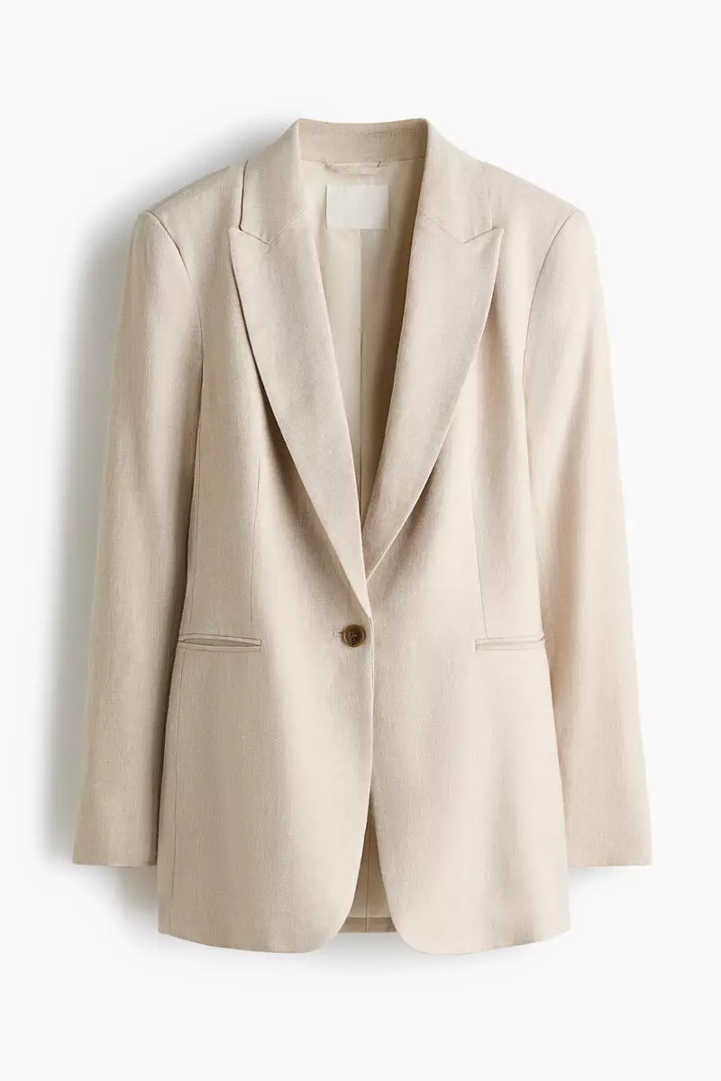 Linen-blend blazer
