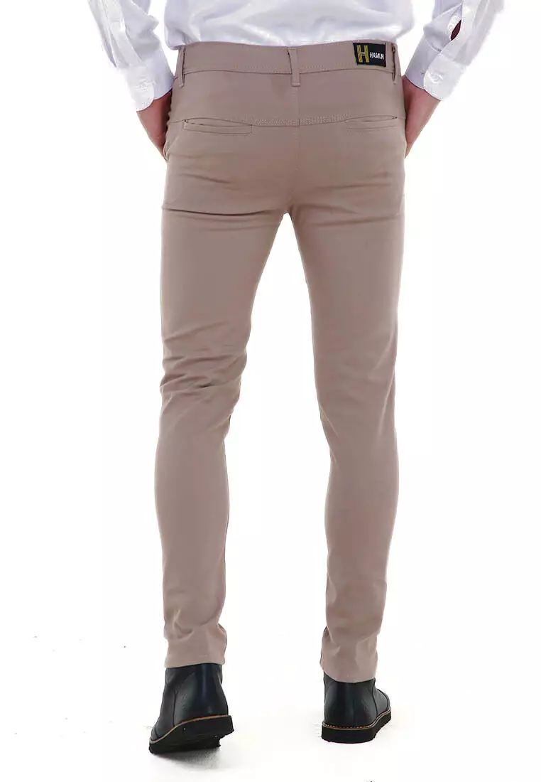 Locko Celana Panjang Chino Pria Polos Slim Fit Casual Long Pants Material Twill Sweding ORIGINAL - Mocca