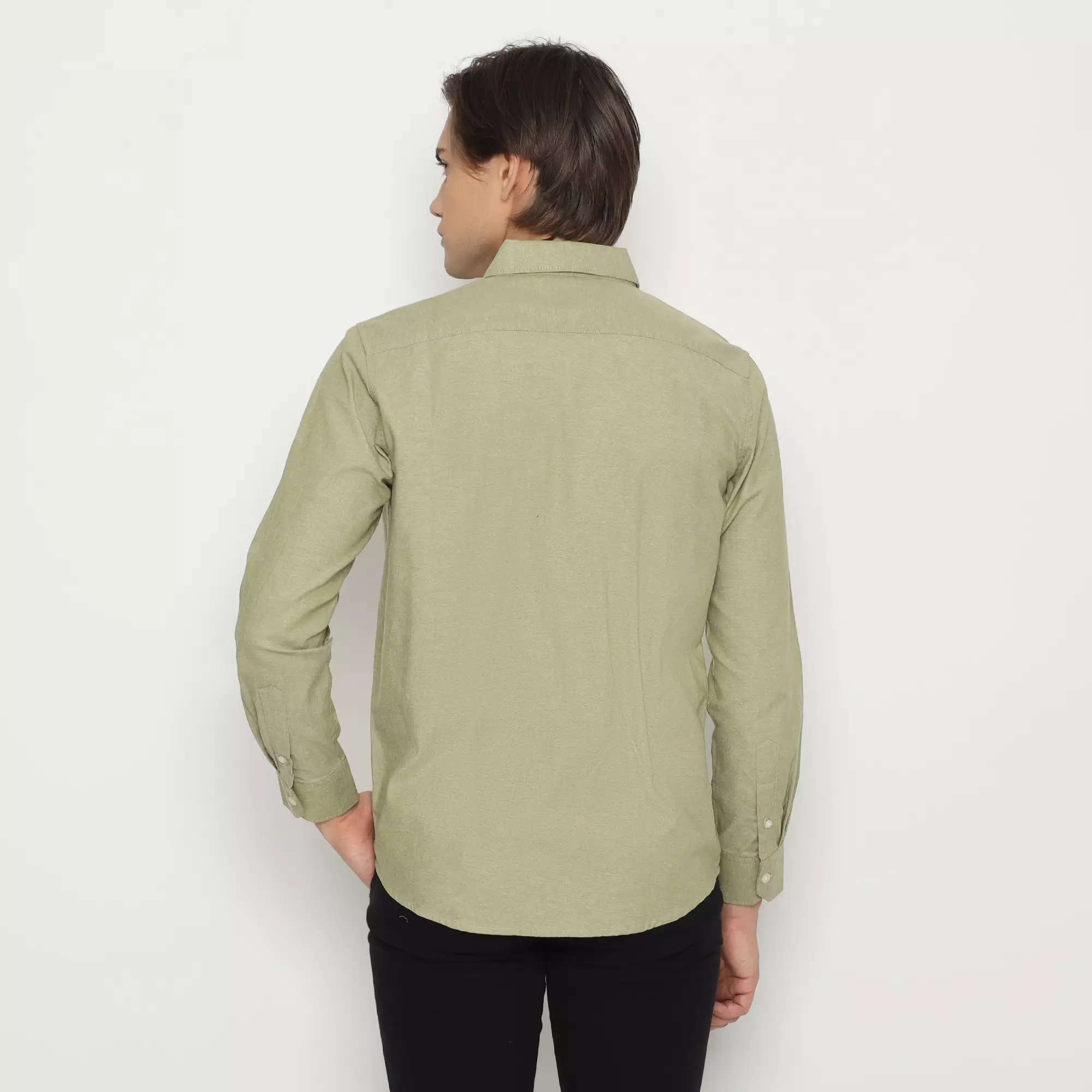 Platini Kemeja Pria Polos Lengan Panjang Katun Oxford Hijau Sage 11069