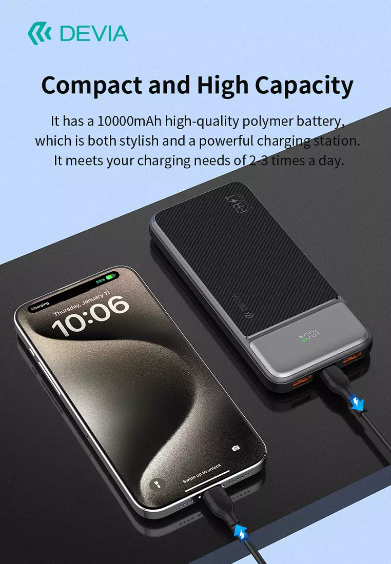 Devia Smart series 22.5W Full  Compatible Two-Way Power Bank  With Digital Display  (10000Mah) - EP198