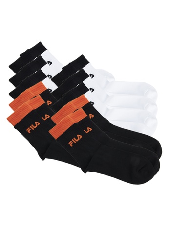 FILA black 10 Packs FILA Logo Double Welt Assorted Color Middle Socks - Buy 9 get 1 free DAD8BAAE29CAA2GS_1