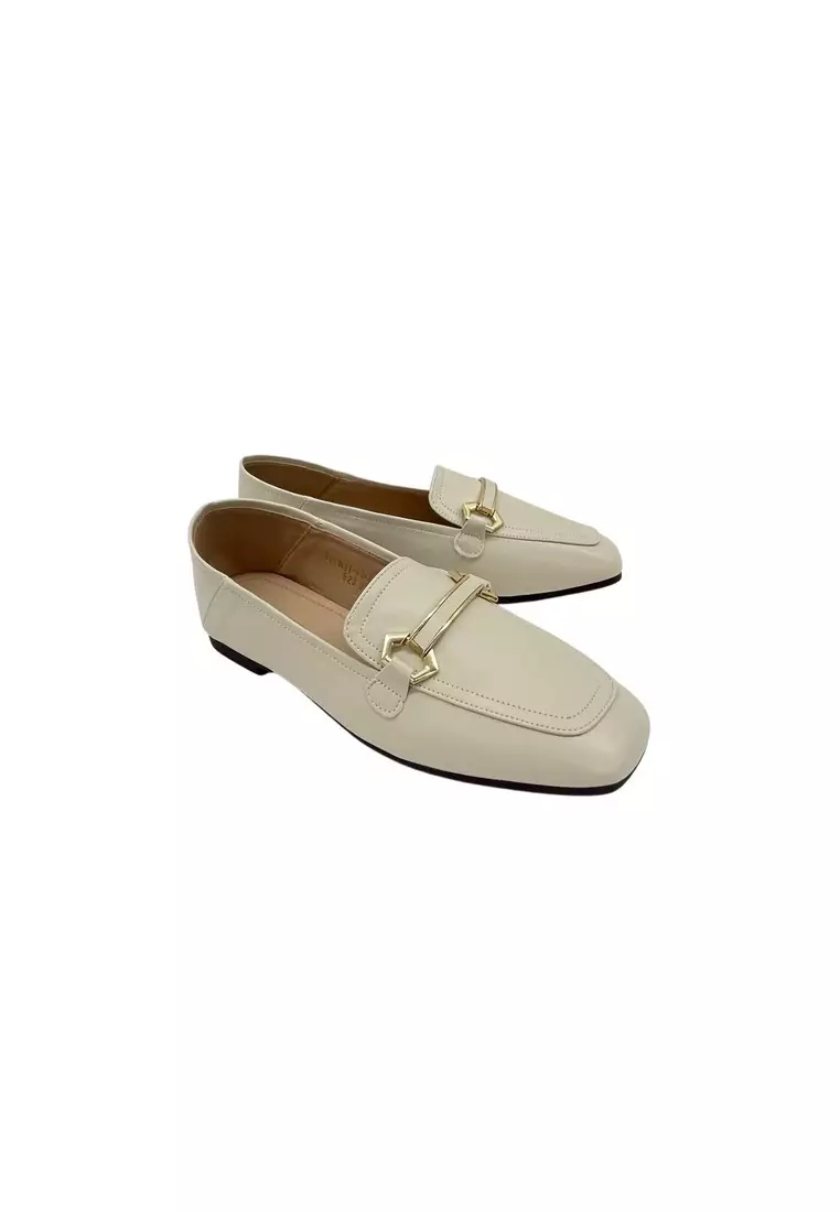Women's white leather loafers on sale