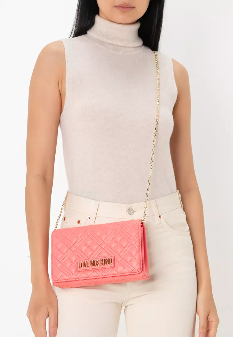 Logo Quilted Chain Sling Bag (nt)